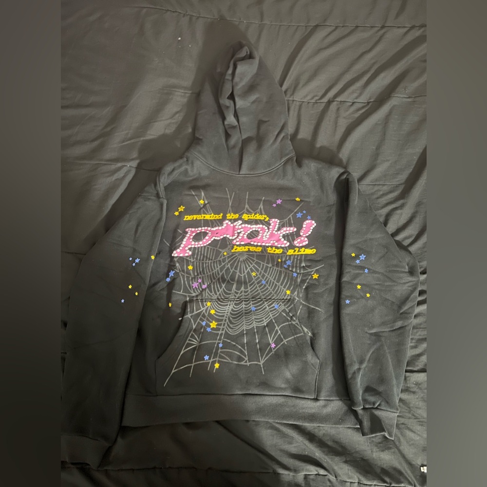 Authentic Sp5der P*NK Hoodie Black